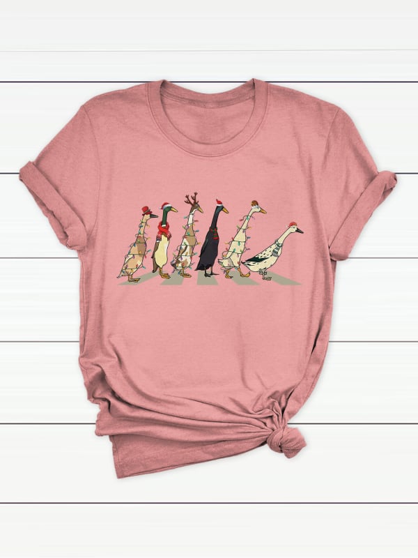 Γυναικείο T-shirt από CVC βαμβάκι - φλοράλ εκτύπωση, κοντά μανίκια, στρογγυλό λαιμό, χαλαρή γραμμή, street hipster στυλ