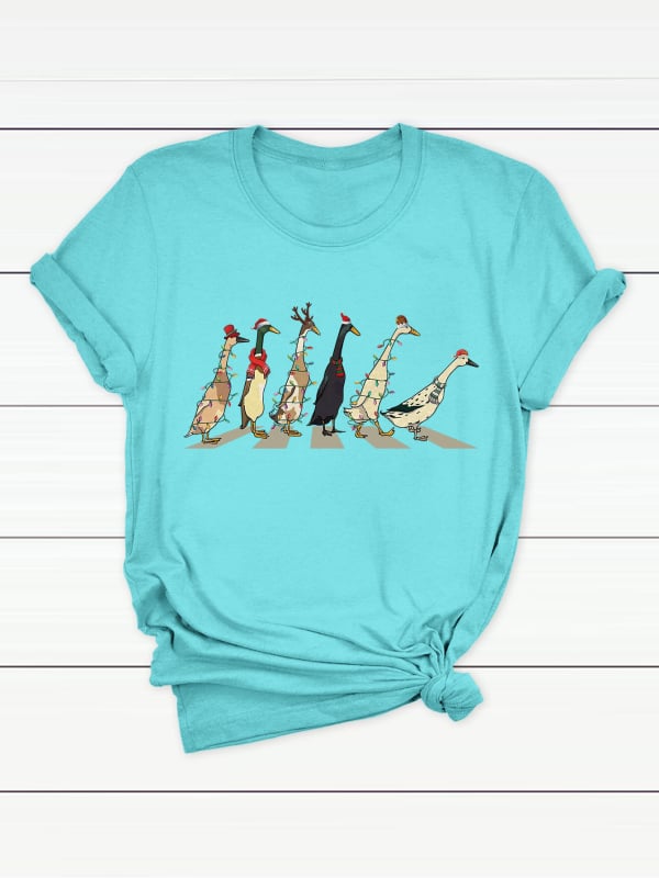 Γυναικείο T-shirt από CVC βαμβάκι - φλοράλ εκτύπωση, κοντά μανίκια, στρογγυλό λαιμό, χαλαρή γραμμή, street hipster στυλ