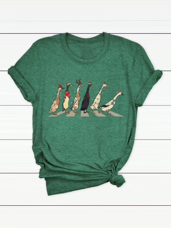 Γυναικείο T-shirt από CVC βαμβάκι - φλοράλ εκτύπωση, κοντά μανίκια, στρογγυλό λαιμό, χαλαρή γραμμή, street hipster στυλ