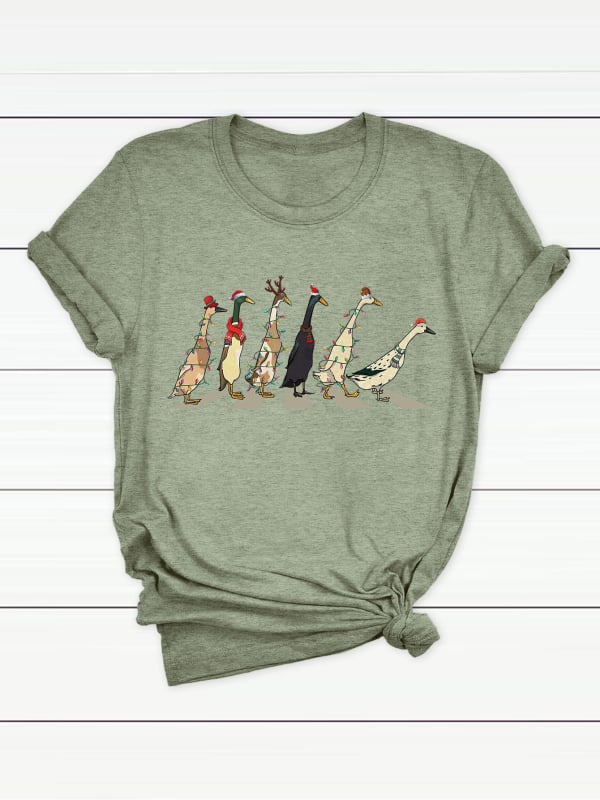 Γυναικείο T-shirt από CVC βαμβάκι - φλοράλ εκτύπωση, κοντά μανίκια, στρογγυλό λαιμό, χαλαρή γραμμή, street hipster στυλ