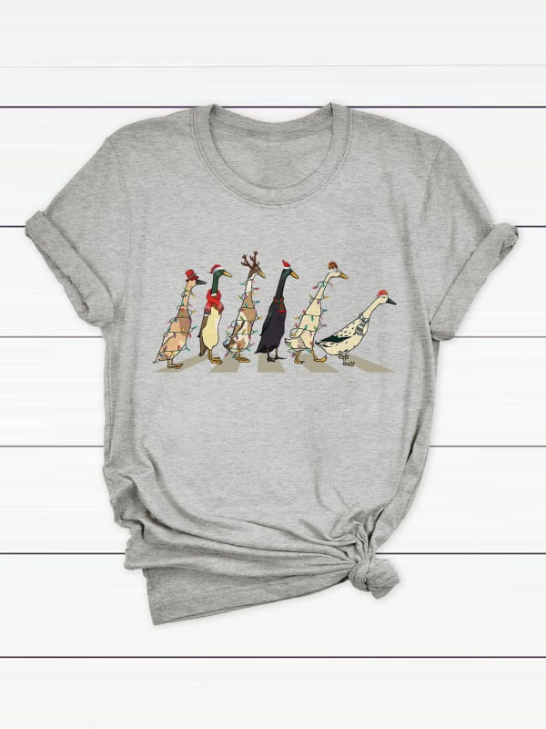 Γυναικείο T-shirt από CVC βαμβάκι - φλοράλ εκτύπωση, κοντά μανίκια, στρογγυλό λαιμό, χαλαρή γραμμή, street hipster στυλ