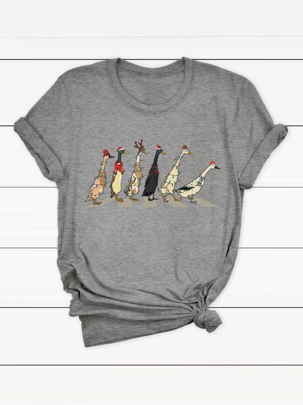 Γυναικείο T-shirt από CVC βαμβάκι - φλοράλ εκτύπωση, κοντά μανίκια, στρογγυλό λαιμό, χαλαρή γραμμή, street hipster στυλ