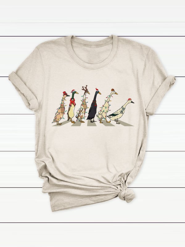 Γυναικείο T-shirt από CVC βαμβάκι - φλοράλ εκτύπωση, κοντά μανίκια, στρογγυλό λαιμό, χαλαρή γραμμή, street hipster στυλ