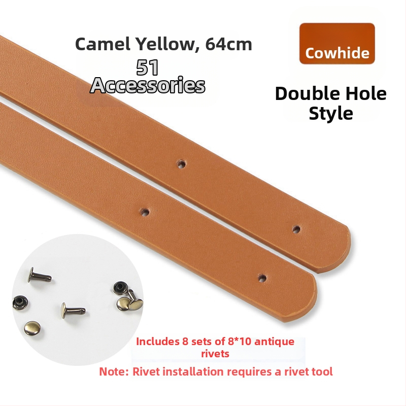 Valódi marhabőr táskarám, kézi fogantyúval, szegecsekkel és lyukakkal, kézzel készített textil DIY táska kiegészítő készlet