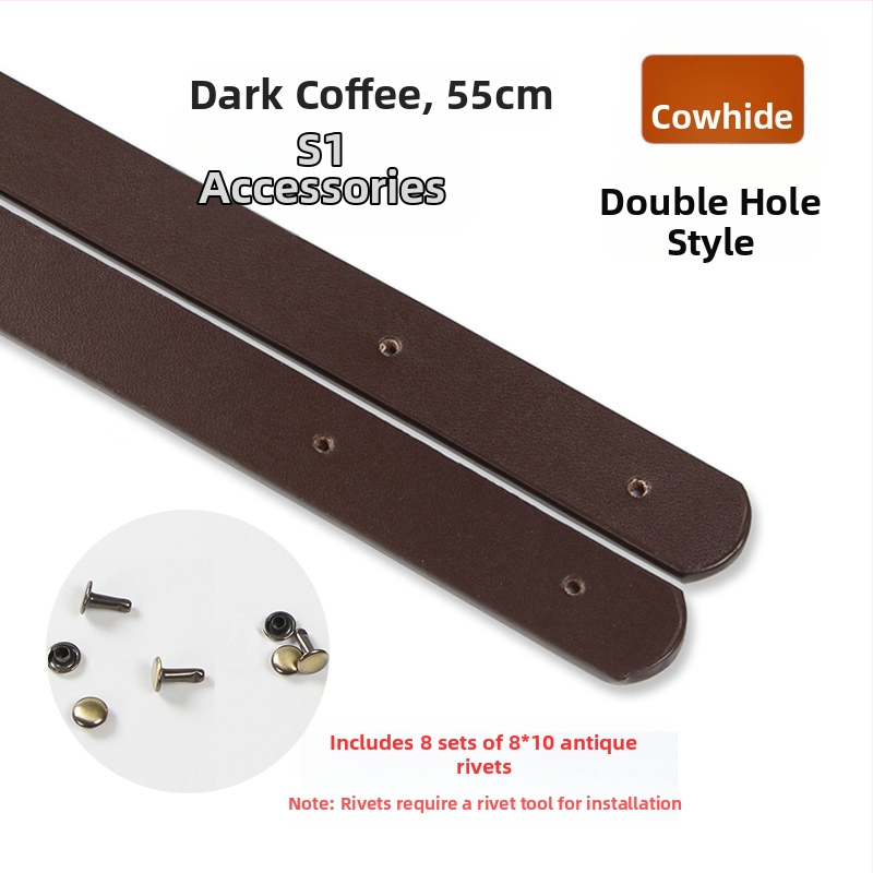 Valódi marhabőr táskarám, kézi fogantyúval, szegecsekkel és lyukakkal, kézzel készített textil DIY táska kiegészítő készlet