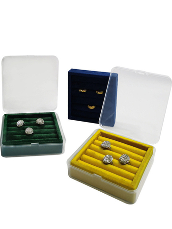 Дисплей за пръстени и обеци с велурено покритие, прахоустойчив държач за бижута и кутия за съхранение, представен през зимата на 2024 г.