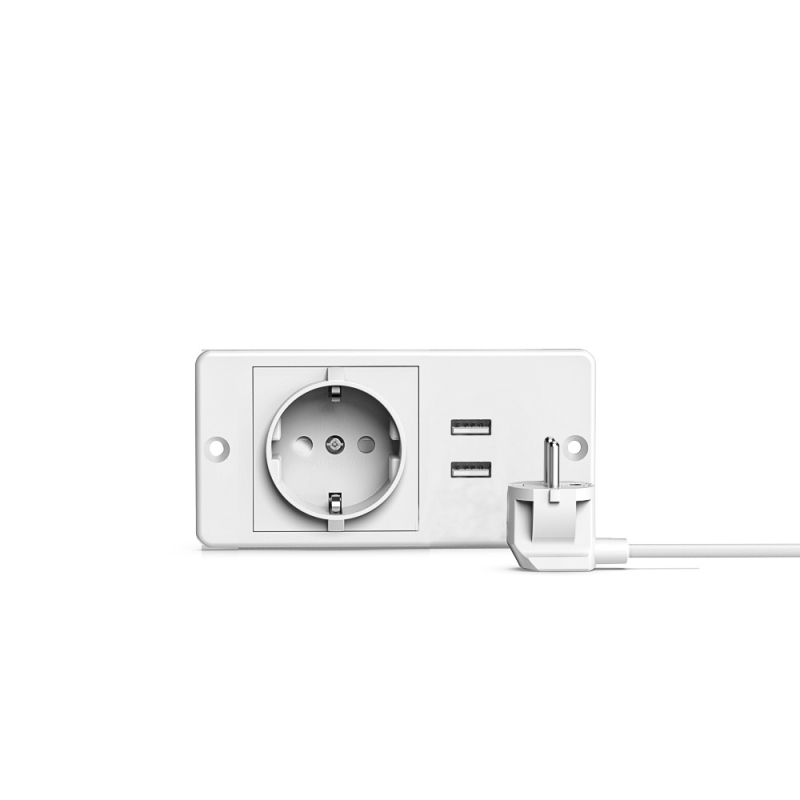 Prelungitor USB încorporat pentru mobilier, standard european, prize multiple cu gestionare a cablurilor (16A, 250V, 4000W)
