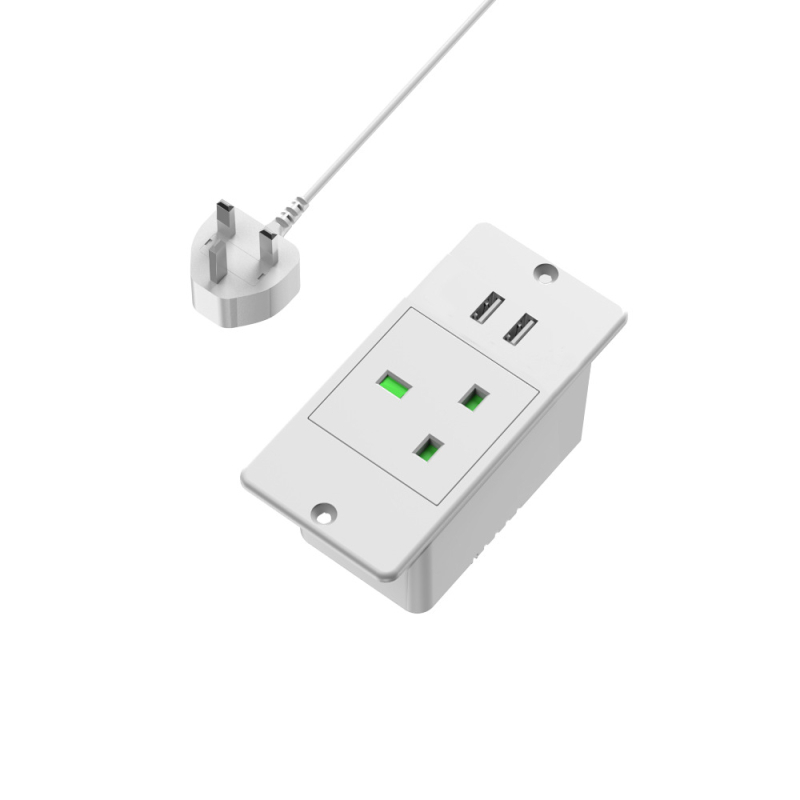 Prelungitor USB încorporat pentru mobilier, standard european, prize multiple cu gestionare a cablurilor (16A, 250V, 4000W)