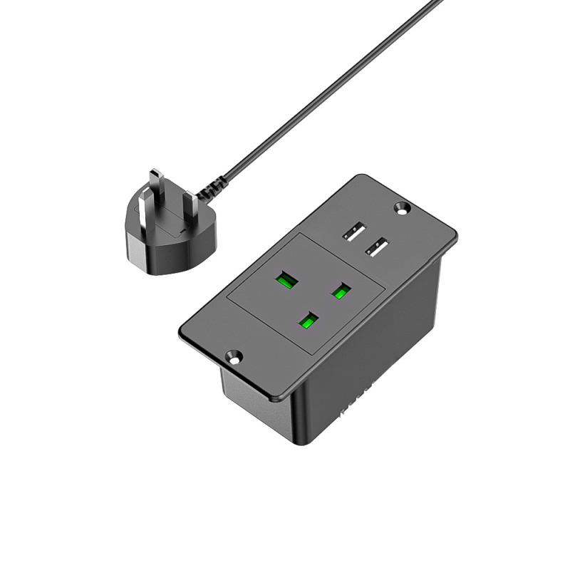 Prelungitor USB încorporat pentru mobilier, standard european, prize multiple cu gestionare a cablurilor (16A, 250V, 4000W)