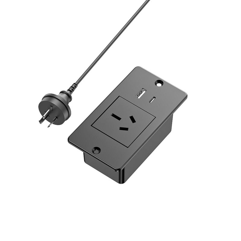 Prelungitor USB încorporat pentru mobilier, standard european, prize multiple cu gestionare a cablurilor (16A, 250V, 4000W)