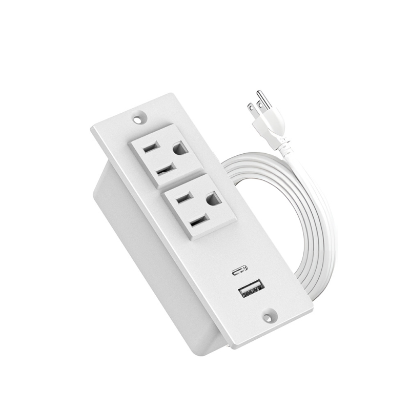 Prelungitor USB încorporat pentru mobilier, standard european, prize multiple cu gestionare a cablurilor (16A, 250V, 4000W)