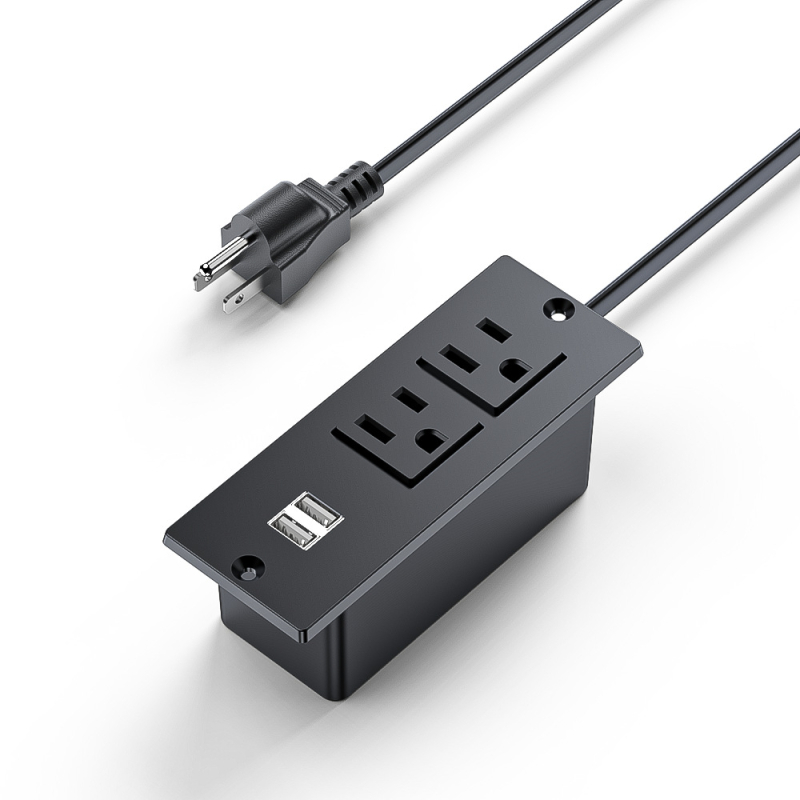 Prelungitor USB încorporat pentru mobilier, standard european, prize multiple cu gestionare a cablurilor (16A, 250V, 4000W)