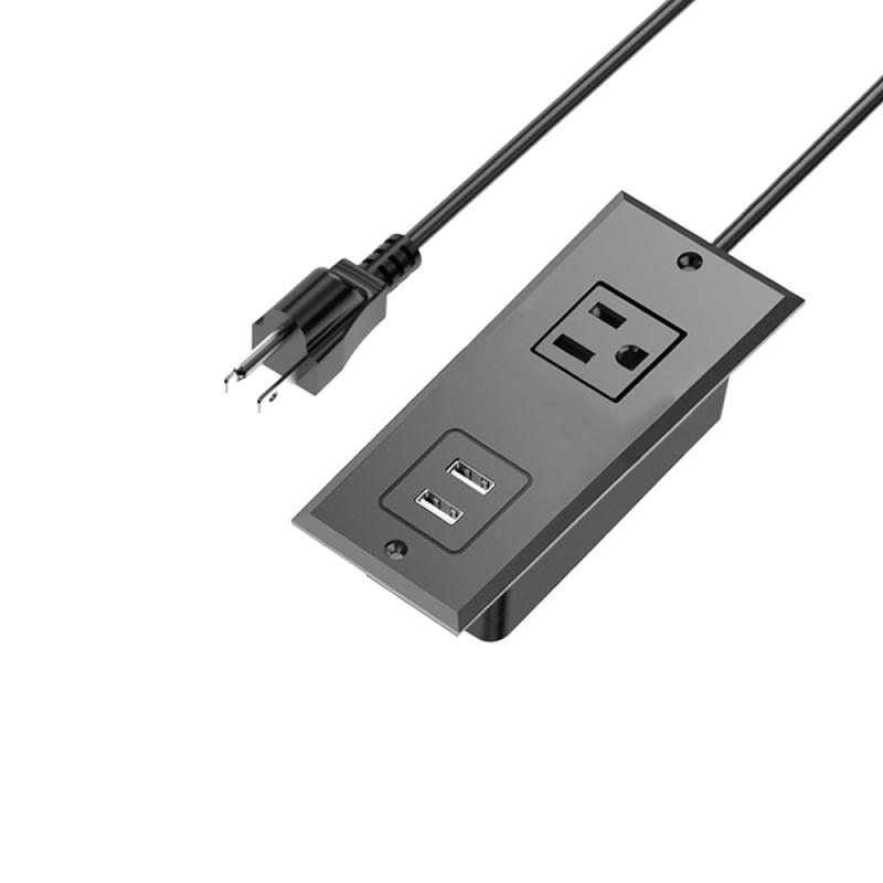 Prelungitor USB încorporat pentru mobilier, standard european, prize multiple cu gestionare a cablurilor (16A, 250V, 4000W)