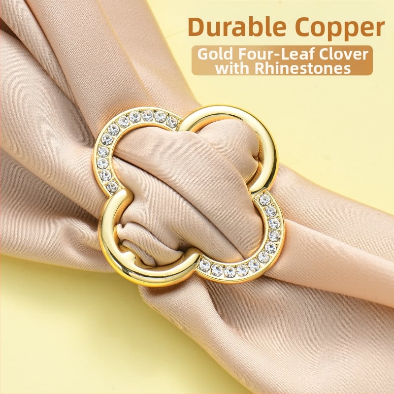 Segė su mazgu kampu, keturių lapų dobilo žiedas daugiafunkciam naudojimui, šilko šalikui sagtis (Pavasaris 2025)