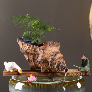 Κεραμικός διακοσμητικός νερού για ενυδρείο με θήκη υλικών φιλτραρίσματος — επιφάνεια ημι-χειροποίητη, στυλ γαλλικό αγροτικό