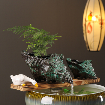 Κεραμικός διακοσμητικός νερού για ενυδρείο με θήκη υλικών φιλτραρίσματος — επιφάνεια ημι-χειροποίητη, στυλ γαλλικό αγροτικό