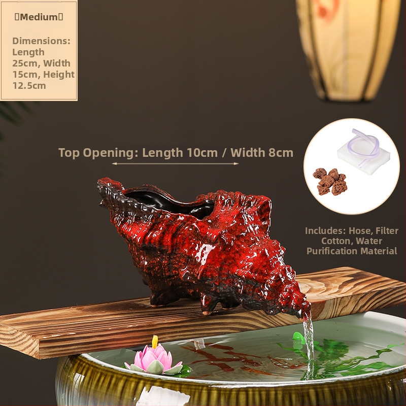 Κεραμικός διακοσμητικός νερού για ενυδρείο με θήκη υλικών φιλτραρίσματος — επιφάνεια ημι-χειροποίητη, στυλ γαλλικό αγροτικό