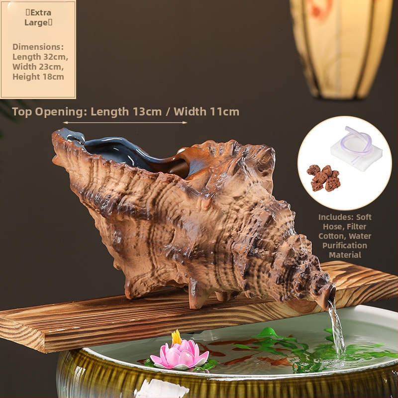 Κεραμικός διακοσμητικός νερού για ενυδρείο με θήκη υλικών φιλτραρίσματος — επιφάνεια ημι-χειροποίητη, στυλ γαλλικό αγροτικό