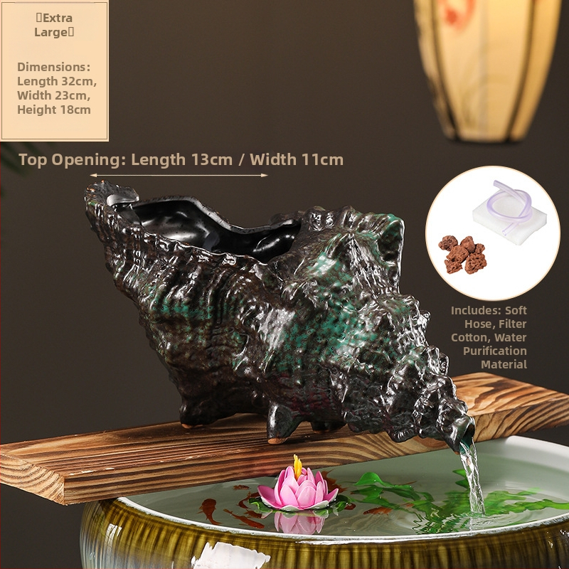 Κεραμικός διακοσμητικός νερού για ενυδρείο με θήκη υλικών φιλτραρίσματος — επιφάνεια ημι-χειροποίητη, στυλ γαλλικό αγροτικό