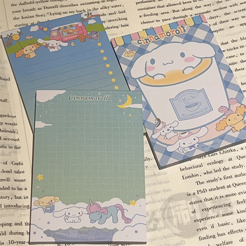 4 paketai didelių užrašų bloknotų studentams, Instagram stilius, su atplėšiamomis puslapiais ir mielais karikatūromis