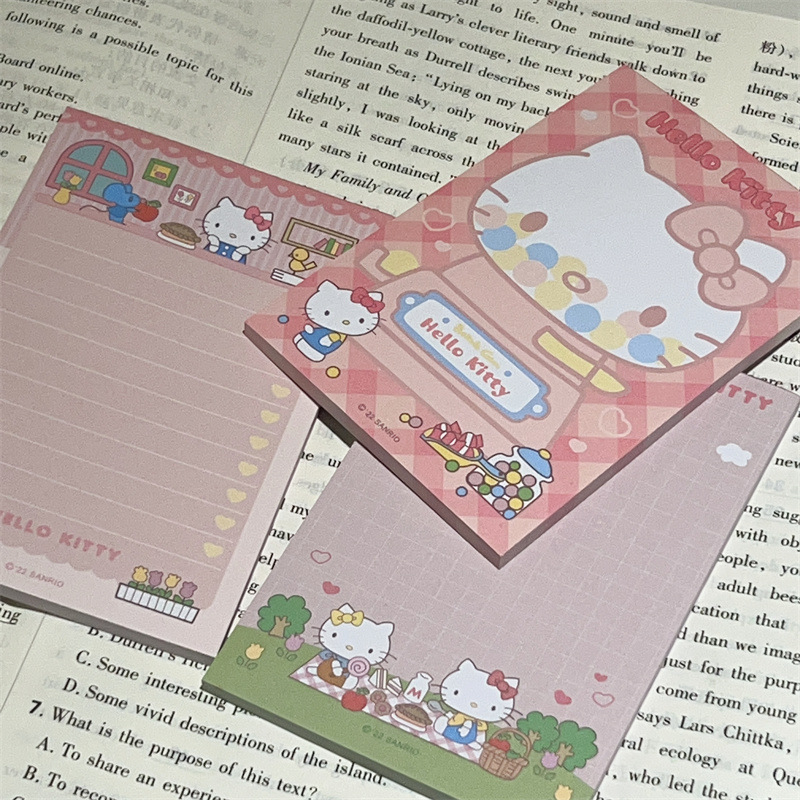 4 paketai didelių užrašų bloknotų studentams, Instagram stilius, su atplėšiamomis puslapiais ir mielais karikatūromis