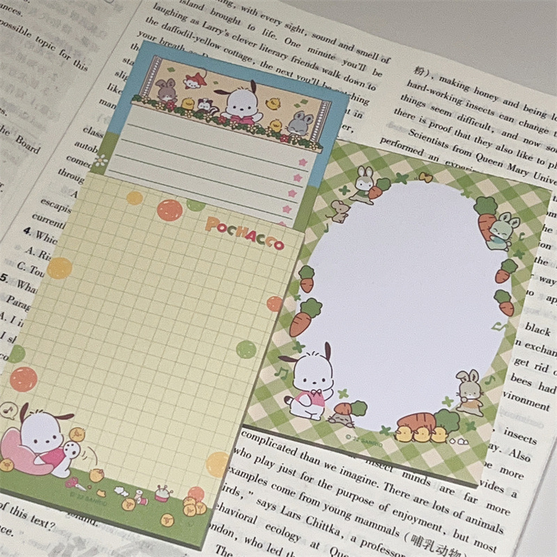 4 paketai didelių užrašų bloknotų studentams, Instagram stilius, su atplėšiamomis puslapiais ir mielais karikatūromis