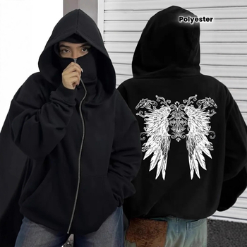 Ανδρικό φούτερ με κουκούλα από φλίς, πουλόβερ, άνετη γραμμή, πολυεστέρας 91-96%