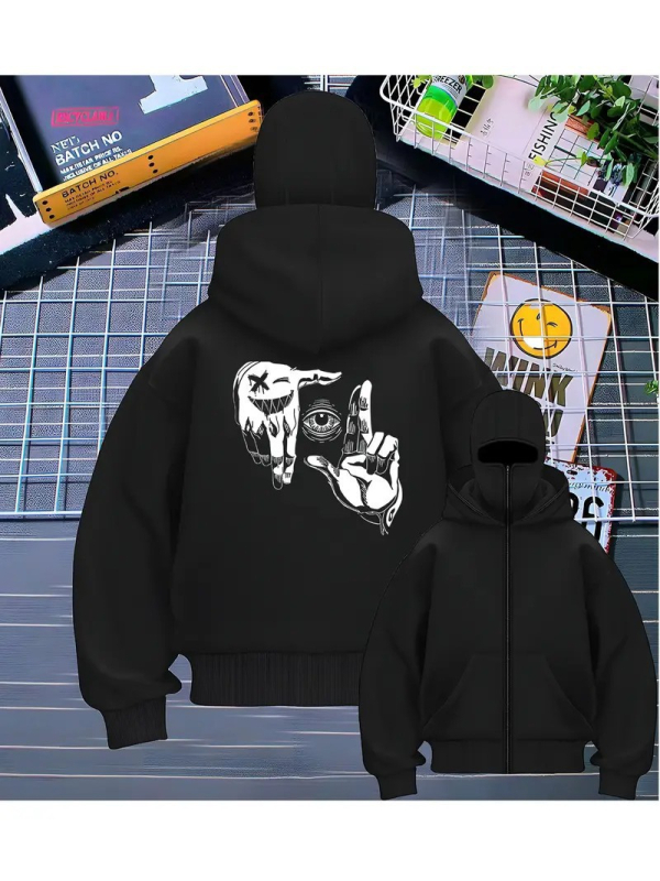 Ανδρικό φούτερ με κουκούλα από φλίς, πουλόβερ, άνετη γραμμή, πολυεστέρας 91-96%