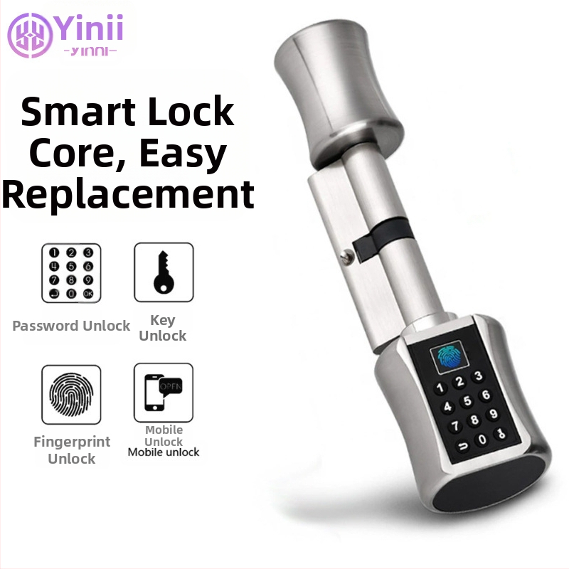Yingni Yn45 Умна Bluetooth брава за дървена вътрешна врата - неръждаема стомана, отключване чрез пръстов отпечатък, парола, карта и приложение