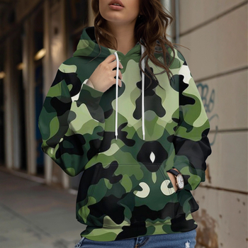 Φούτερ με κουκούλα με floral honeybee print, 3D εφέ, φαρδιά γραμμή, Air Layer ύφασμα, 70-80% πολυεστέρα