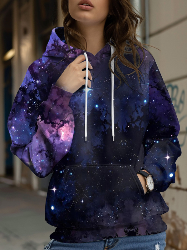 Φούτερ με κουκούλα με floral honeybee print, 3D εφέ, φαρδιά γραμμή, Air Layer ύφασμα, 70-80% πολυεστέρα