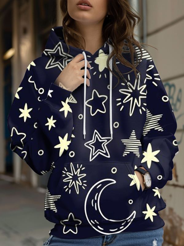 Φούτερ με κουκούλα με floral honeybee print, 3D εφέ, φαρδιά γραμμή, Air Layer ύφασμα, 70-80% πολυεστέρα