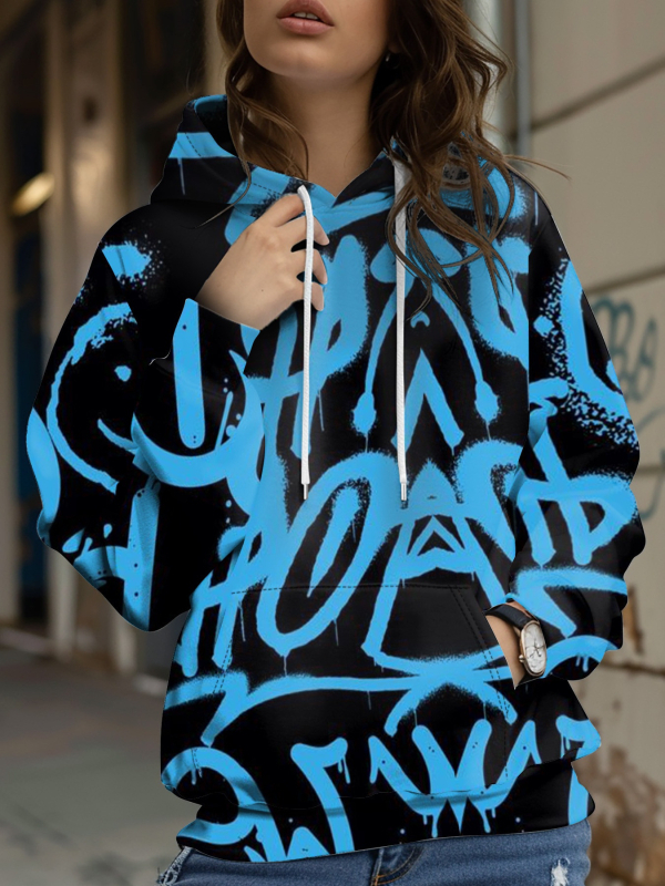 Φούτερ με κουκούλα με floral honeybee print, 3D εφέ, φαρδιά γραμμή, Air Layer ύφασμα, 70-80% πολυεστέρα