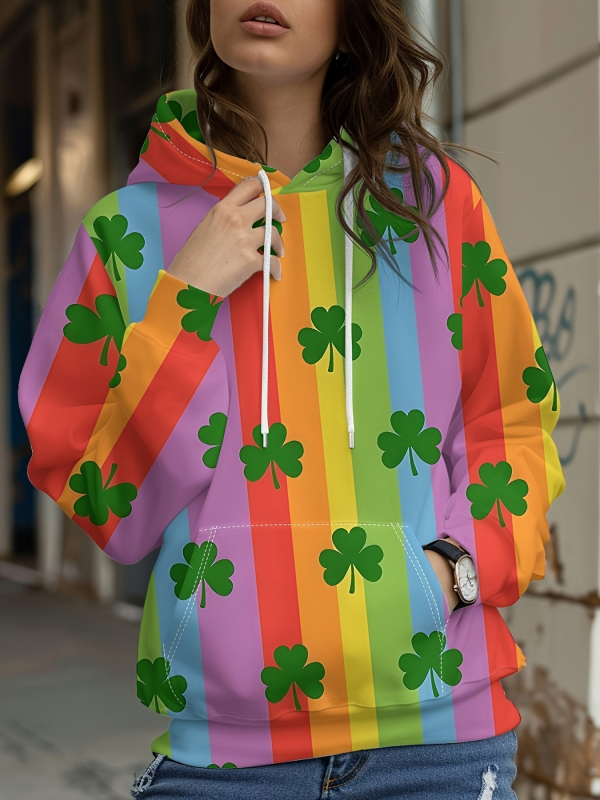 Φούτερ με κουκούλα με floral honeybee print, 3D εφέ, φαρδιά γραμμή, Air Layer ύφασμα, 70-80% πολυεστέρα