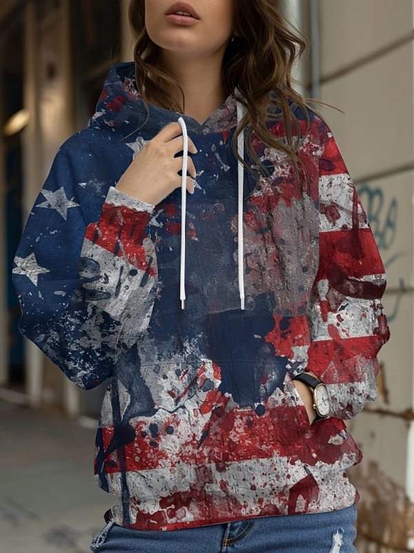 Φούτερ με κουκούλα με floral honeybee print, 3D εφέ, φαρδιά γραμμή, Air Layer ύφασμα, 70-80% πολυεστέρα