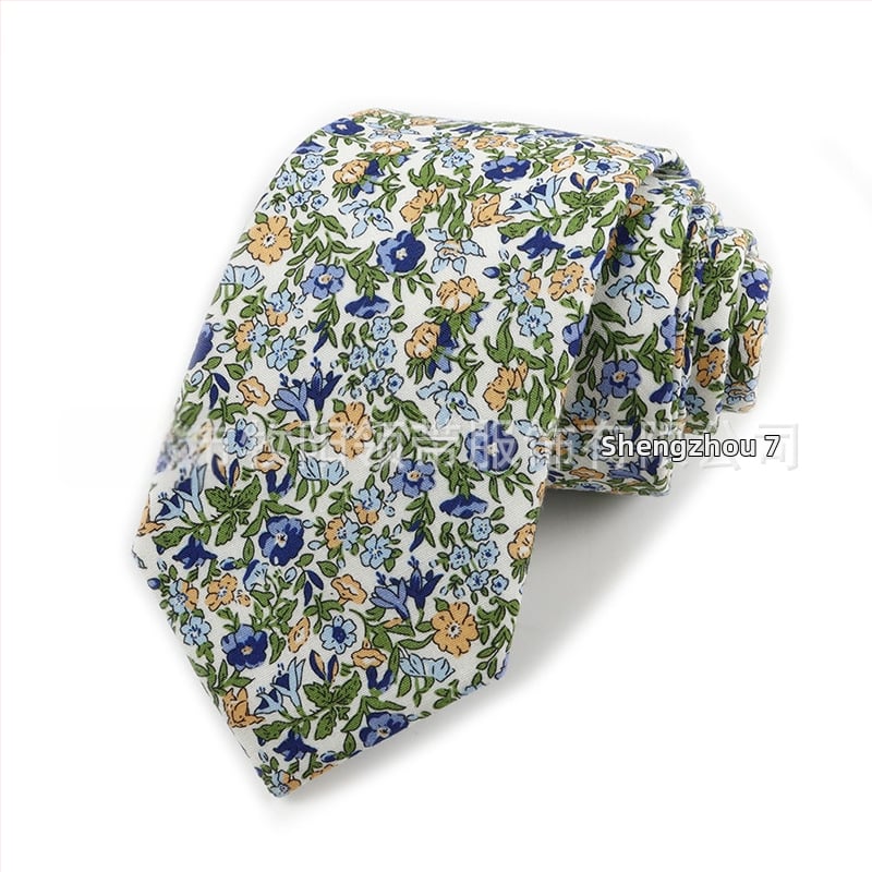 Памучна флорална вратовръзка, форма на стрела, за мъже, флорална шарка, печат