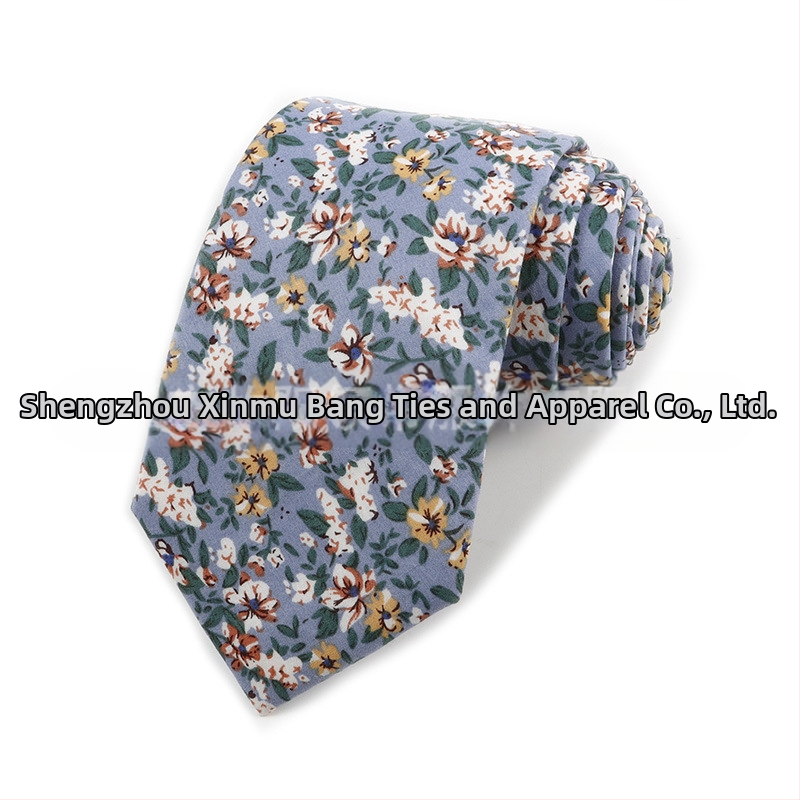 Памучна флорална вратовръзка, форма на стрела, за мъже, флорална шарка, печат