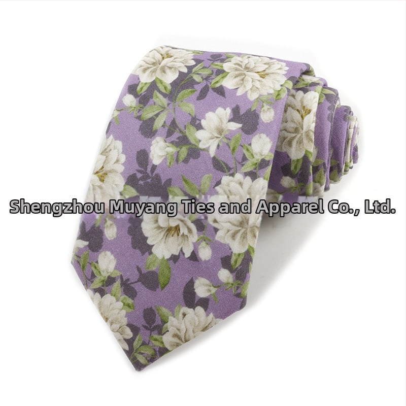 Памучна флорална вратовръзка, форма на стрела, за мъже, флорална шарка, печат