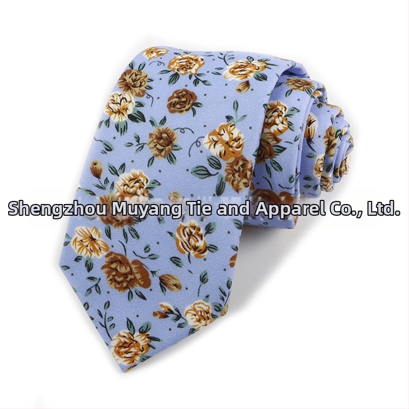 Памучна флорална вратовръзка, форма на стрела, за мъже, флорална шарка, печат