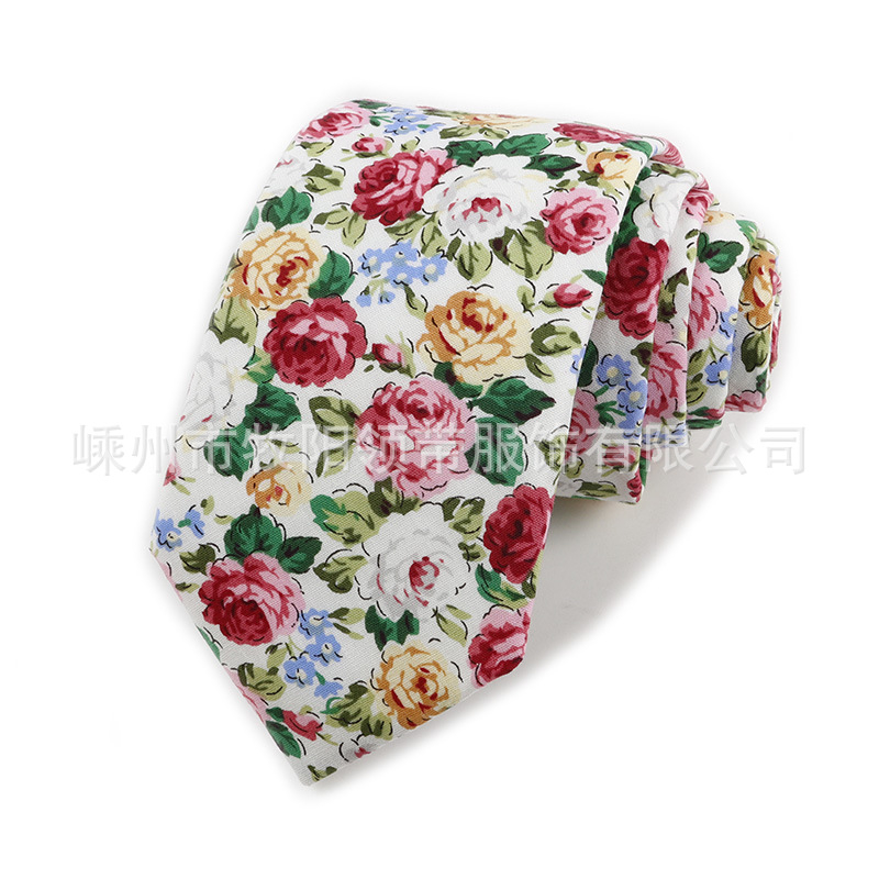 Памучна флорална вратовръзка, форма на стрела, за мъже, флорална шарка, печат