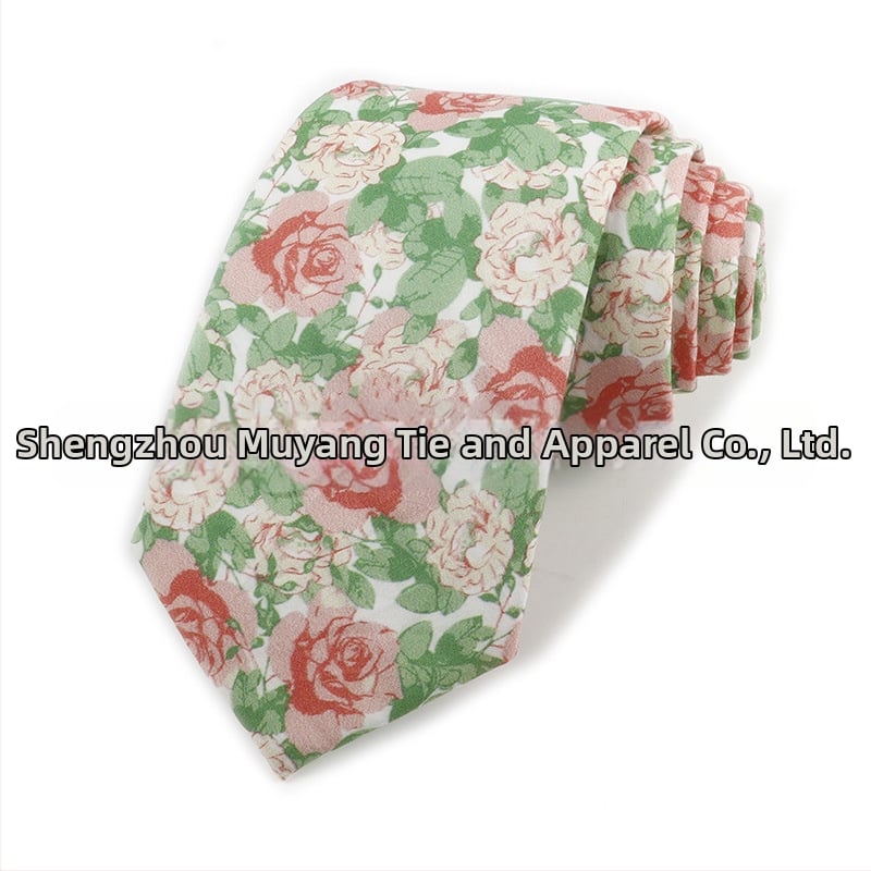 Памучна флорална вратовръзка, форма на стрела, за мъже, флорална шарка, печат