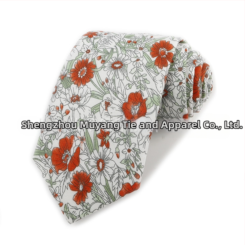 Памучна флорална вратовръзка, форма на стрела, за мъже, флорална шарка, печат