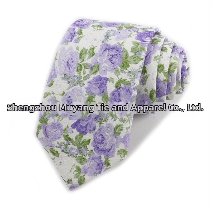 Памучна флорална вратовръзка, форма на стрела, за мъже, флорална шарка, печат