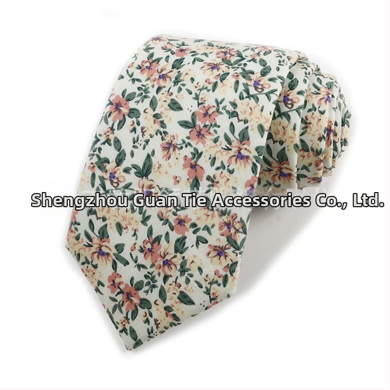Памучна флорална вратовръзка, форма на стрела, за мъже, флорална шарка, печат
