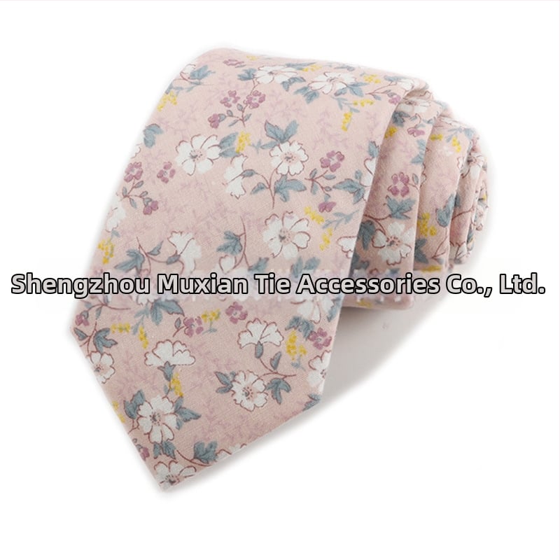 Памучна флорална вратовръзка, форма на стрела, за мъже, флорална шарка, печат