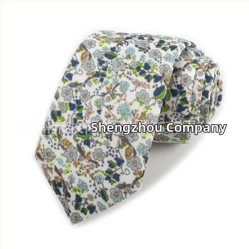 Памучна флорална вратовръзка, форма на стрела, за мъже, флорална шарка, печат