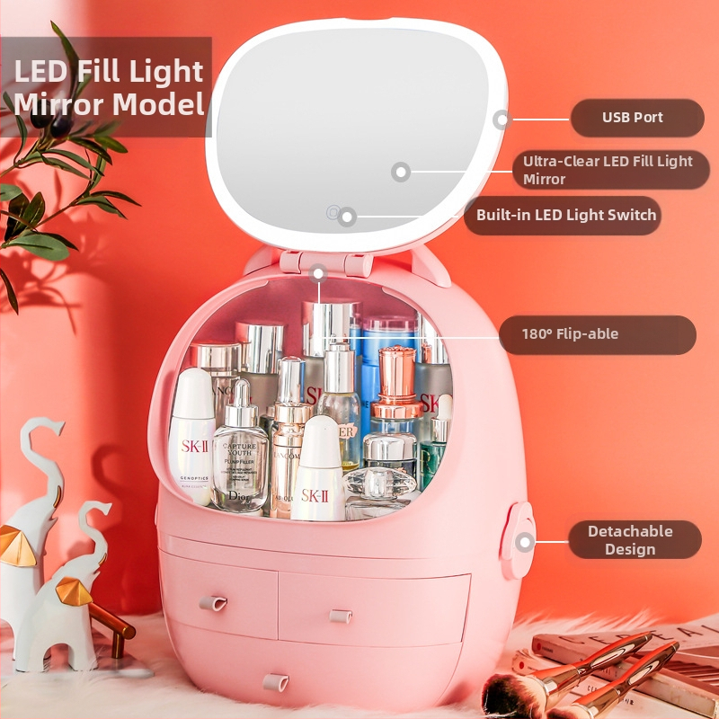 Stolný úložný box s viečkom, PS+ABS plast, objem 35 l, model 1zy580804586006, vhodný na kozmetiku a drobnosti