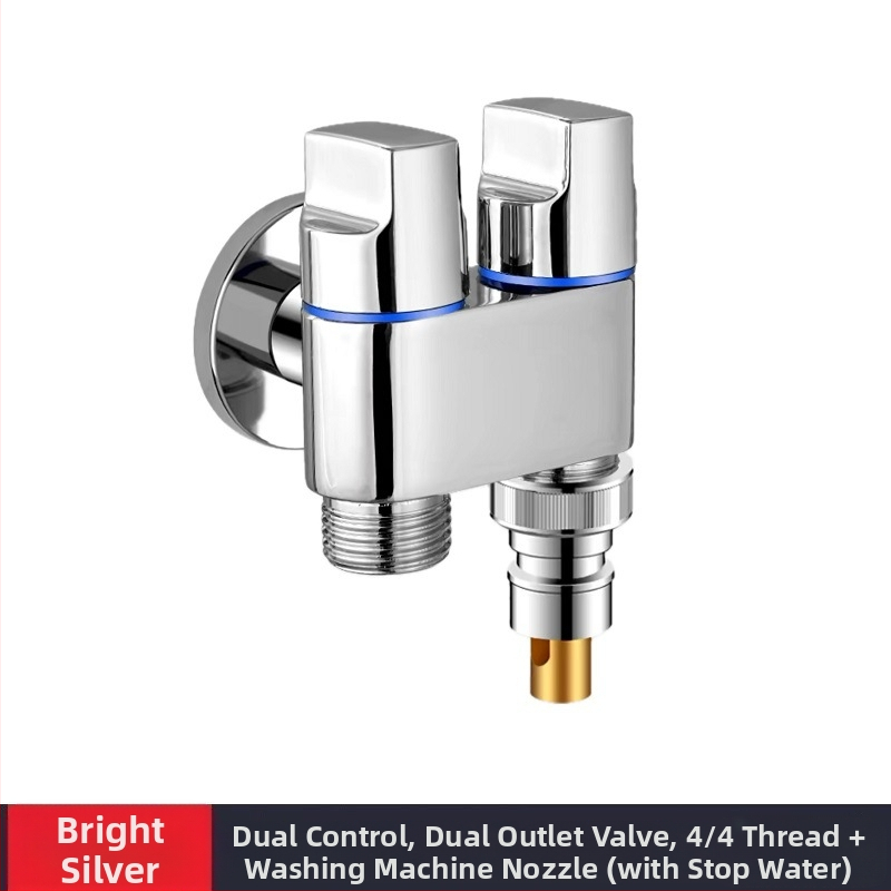 Slavina za perilicu rublja, bakar i nehrđajući čelik, zidna ugradnja, model MIZDZS-01, keramički disk ventil, 4‑točkovno spajanje DN15