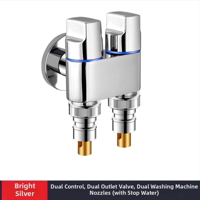 Slavina za perilicu rublja, bakar i nehrđajući čelik, zidna ugradnja, model MIZDZS-01, keramički disk ventil, 4‑točkovno spajanje DN15