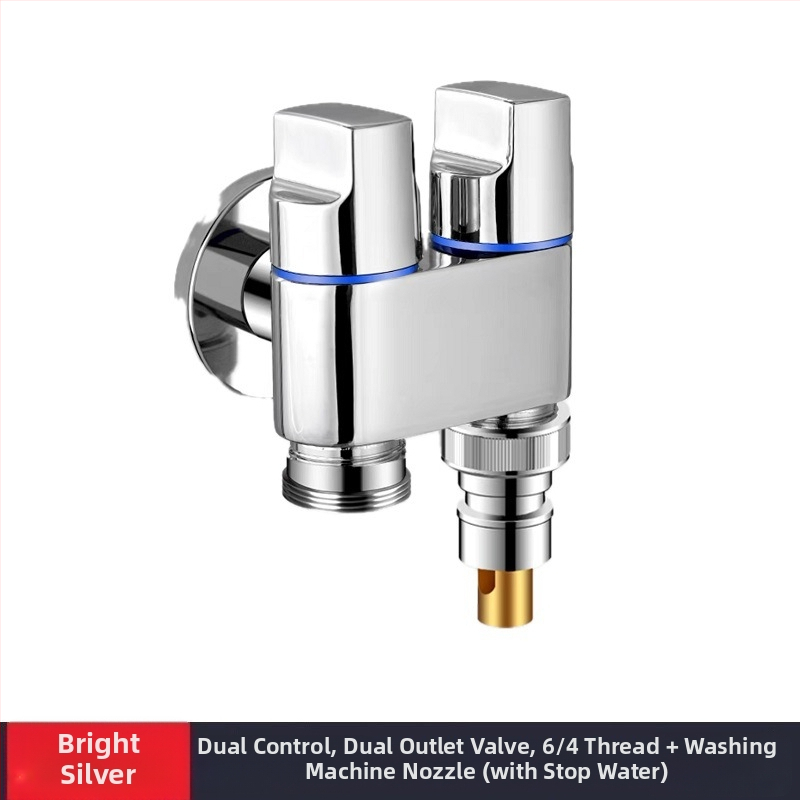 Slavina za perilicu rublja, bakar i nehrđajući čelik, zidna ugradnja, model MIZDZS-01, keramički disk ventil, 4‑točkovno spajanje DN15